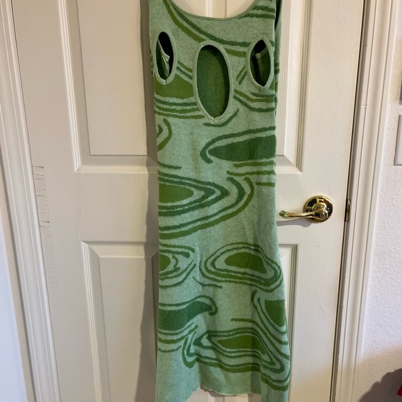 WPYYI Print Dress, Women's Green Summer Hollow Sleeveless Beach Midi Dress - Picture 5 of 8